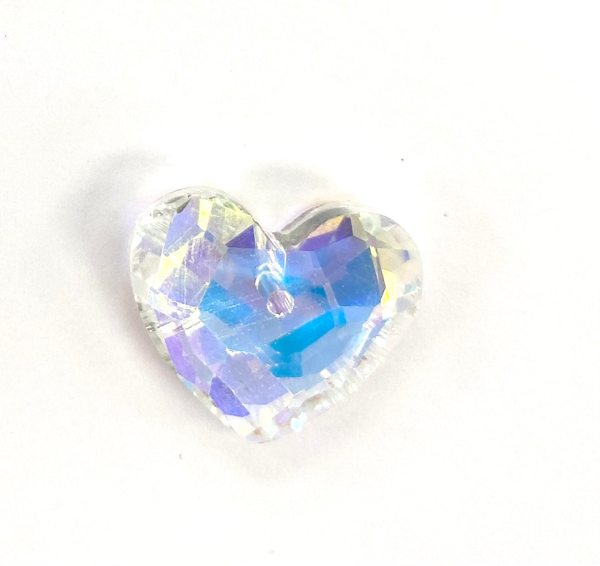 18mm Wide Glass Heart Crystal AB 2 pack