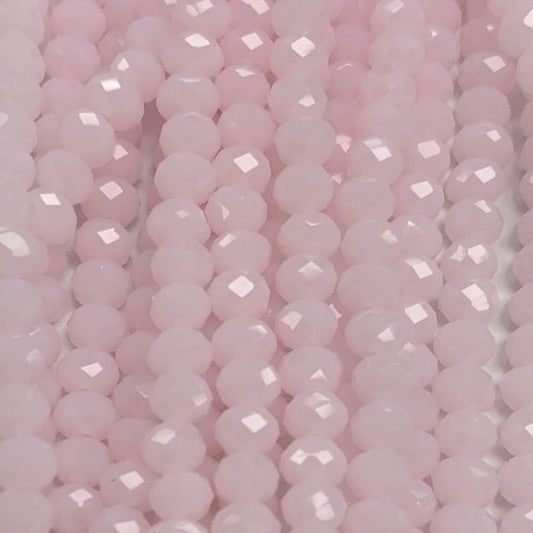Opal Pink Facetted Rondell Glass Beads 6mm