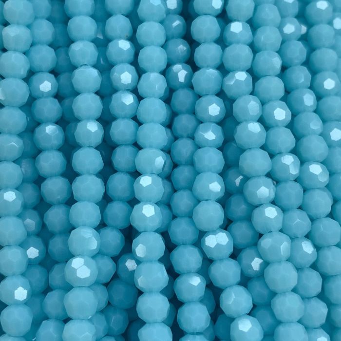 Light Blue Large Facetted Round Glass Beads 6mm