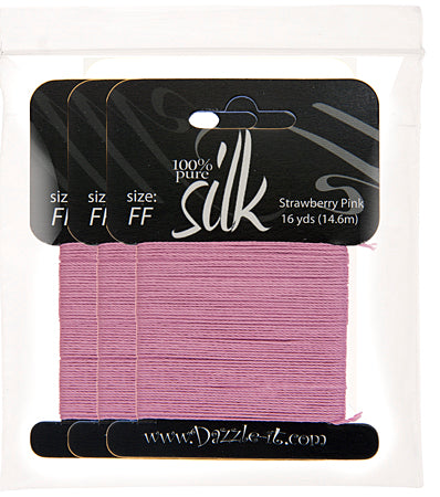 Silk Bead Thread FF StrawberryPink 16yd