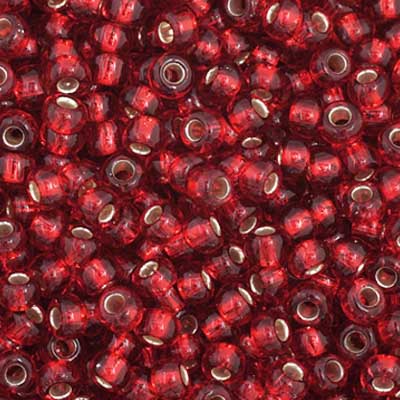 Czech Seed Beads 11-0 Medium Red Silver Lined