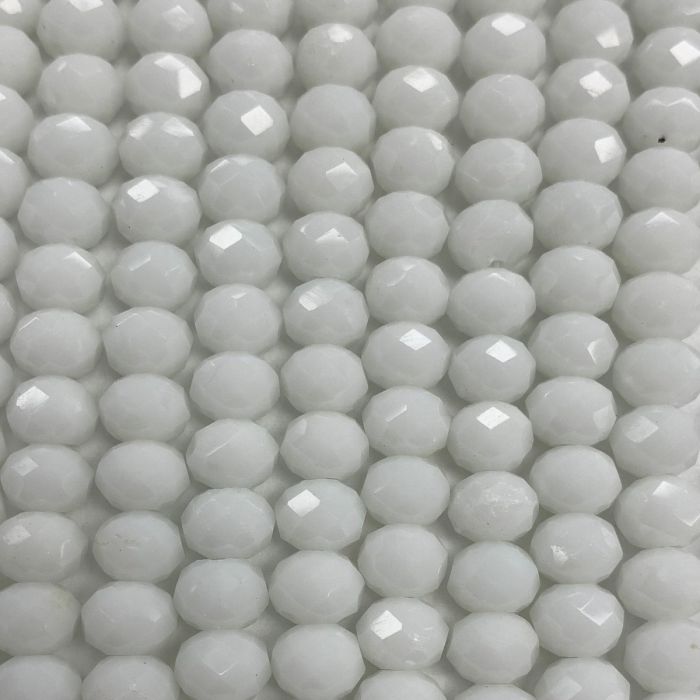 White Facetted Rondell Glass Beads 4mm