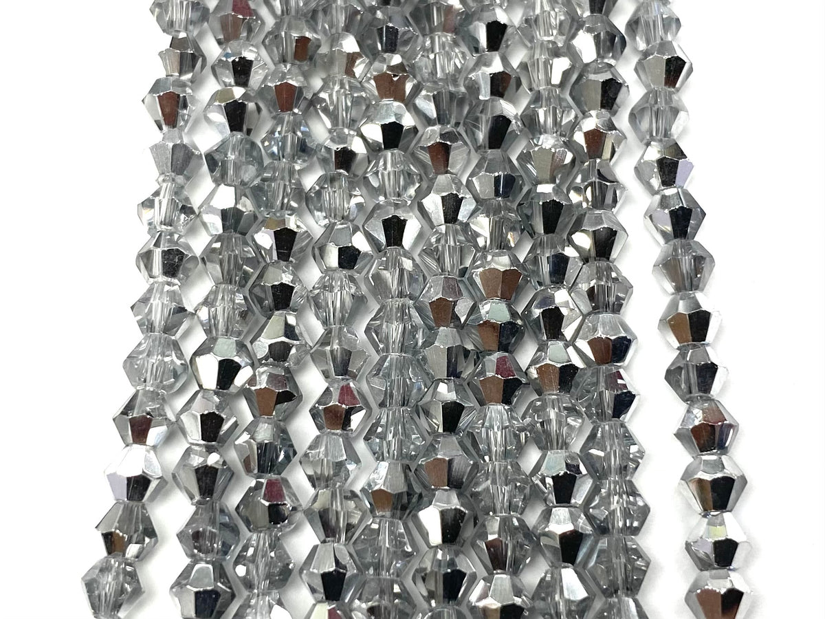 Half Silver 4mm Glass Bicone