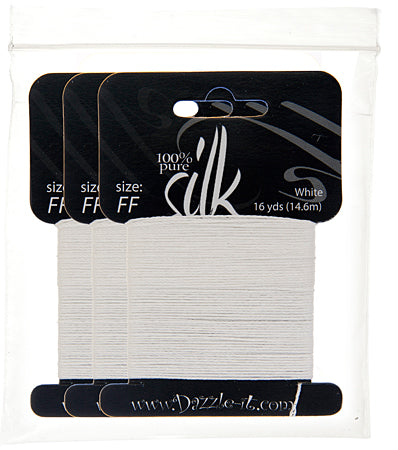 Silk Bead Thread FF White 16yds