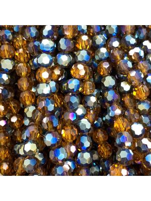 Coffee Ab Large Facetted Round Glass Beads 6mm