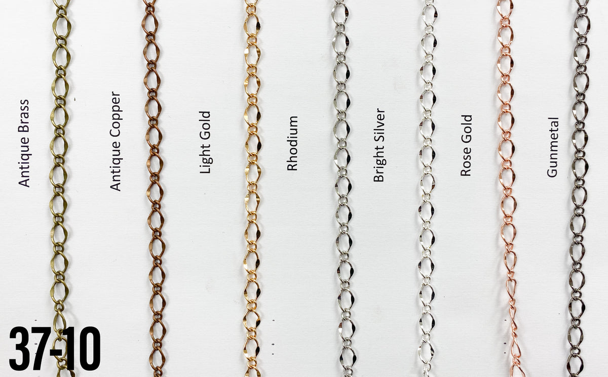 Brass Curb Linked Chain Bright Silver (yard)