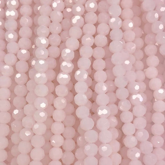 Opal Pink Large Facetted Round Glass Beads 4mm