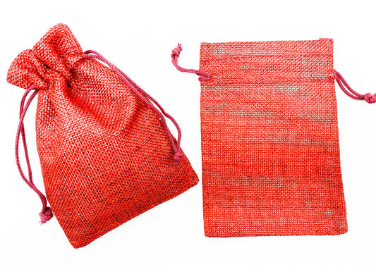Burlap Gift Bags 12cmx15cm, Red 2pc