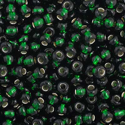 Czech Seed Beads 11-0 Dark Green Silver Lined