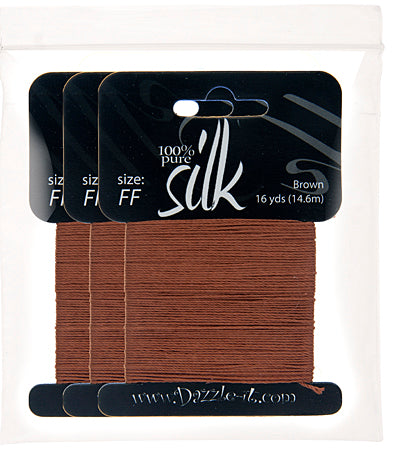 Silk Bead Thread FF Brown 16yds