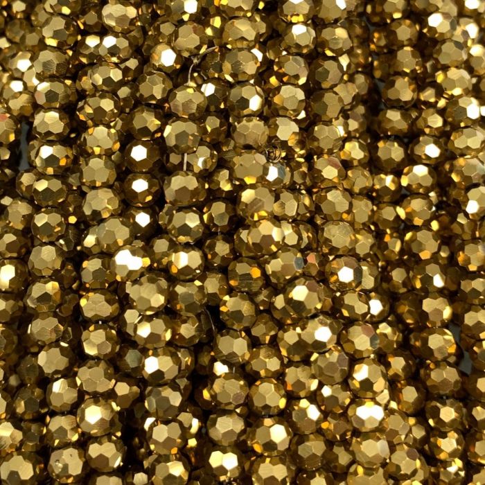 Gold Large Facetted Round Glass Beads 8mm