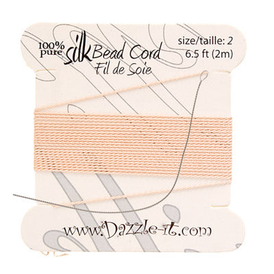 Silk Bead Cord w-Needle (0.45mm) Lt.Pink
