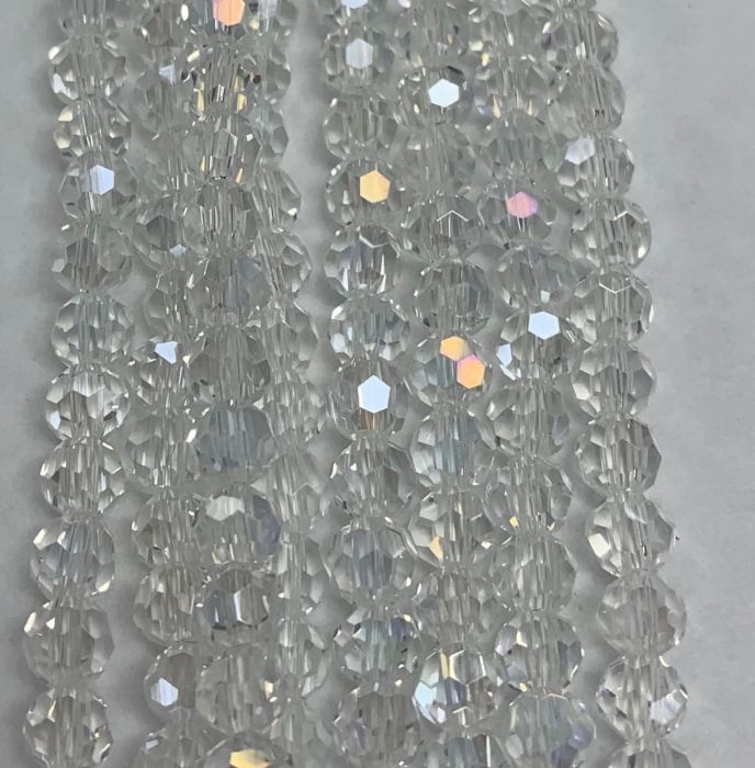 Crystal AB Large Facetted Glass Round Beads 6mm