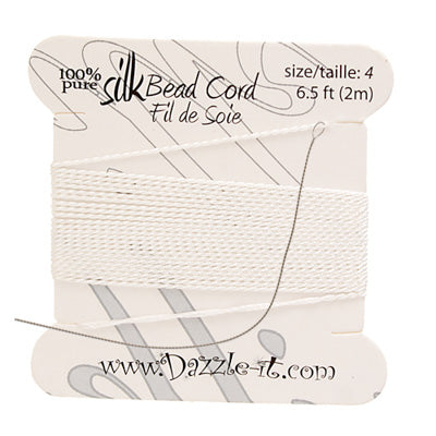Silk Bead Cord w-Needle (0.60mm) White