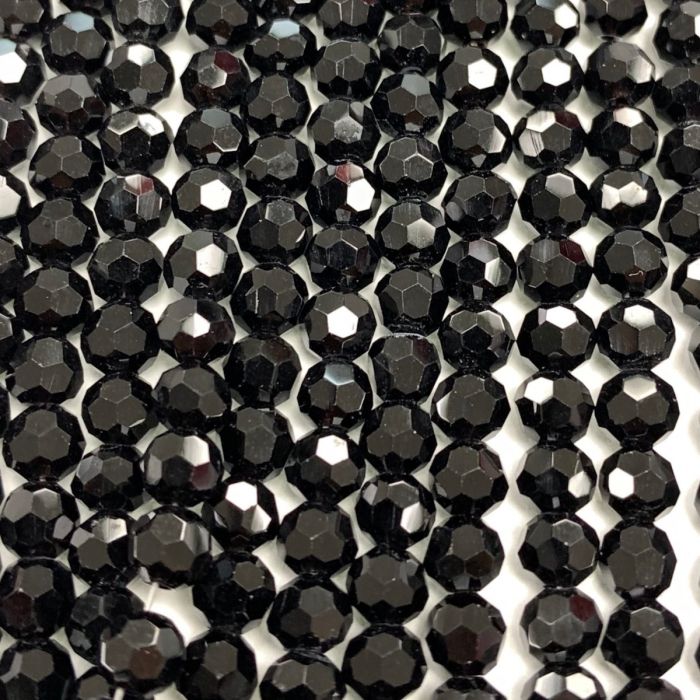 Black Large Facetted Glass Round Beads 8mm