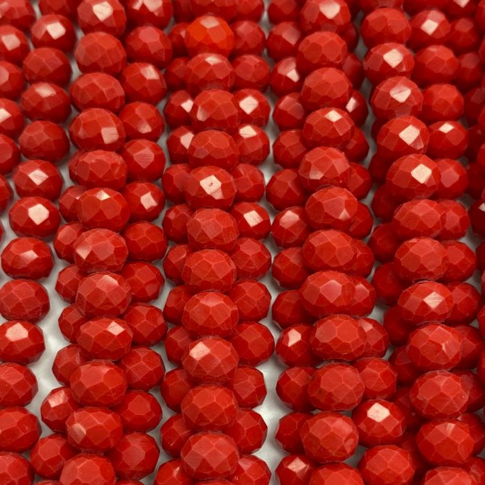 Red Facetted Rondell Glass Beads 8mm