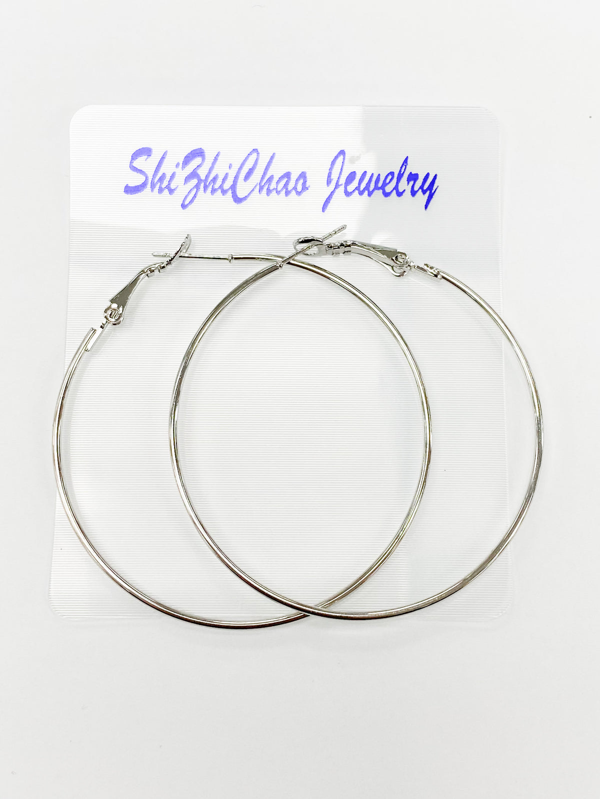 60mm Silver Hoops For Beading Around, 1.45mm Thickness