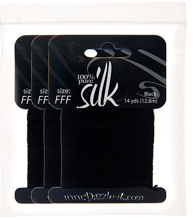 Silk Bead Thread FFF (15lbs) Black 14yds