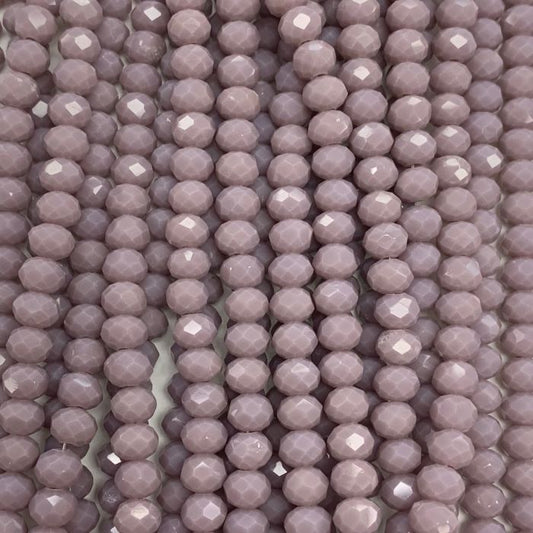 Mauve Facetted Rondell Glass Beads 4mm