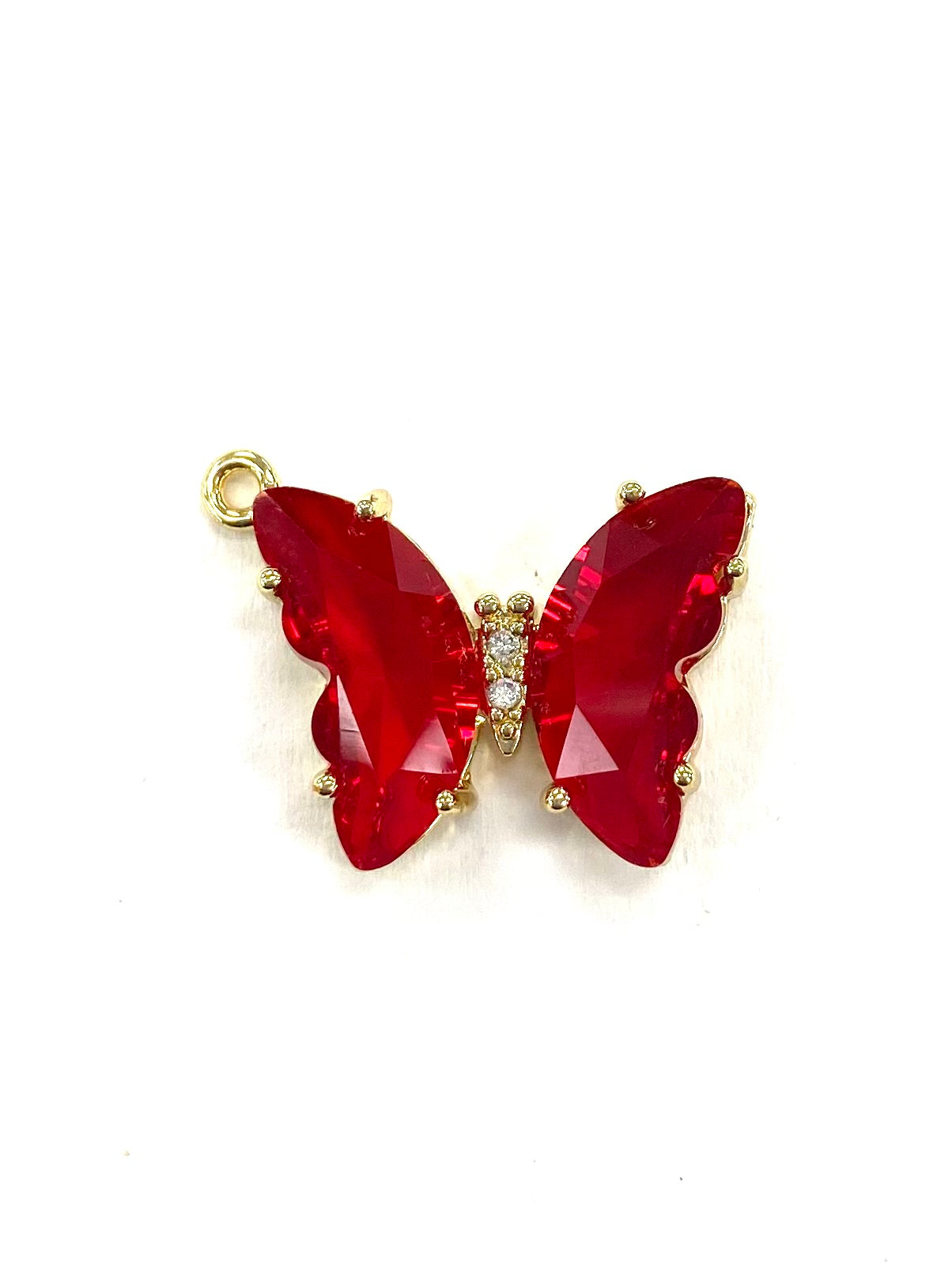 15mm Glass Butterfly  Red