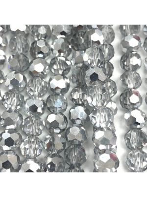 Half Silver Large Facetted Round Glass Beads 4mm