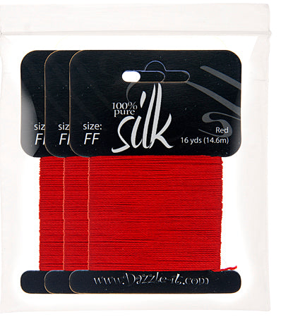 Silk Bead Thread FF Red 16yds