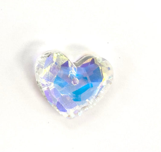 18mm Wide Glass Heart Crystal AB 2 pack
