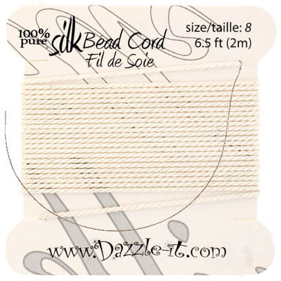 Silk Bead Cord w-Needle (0.80mm) White