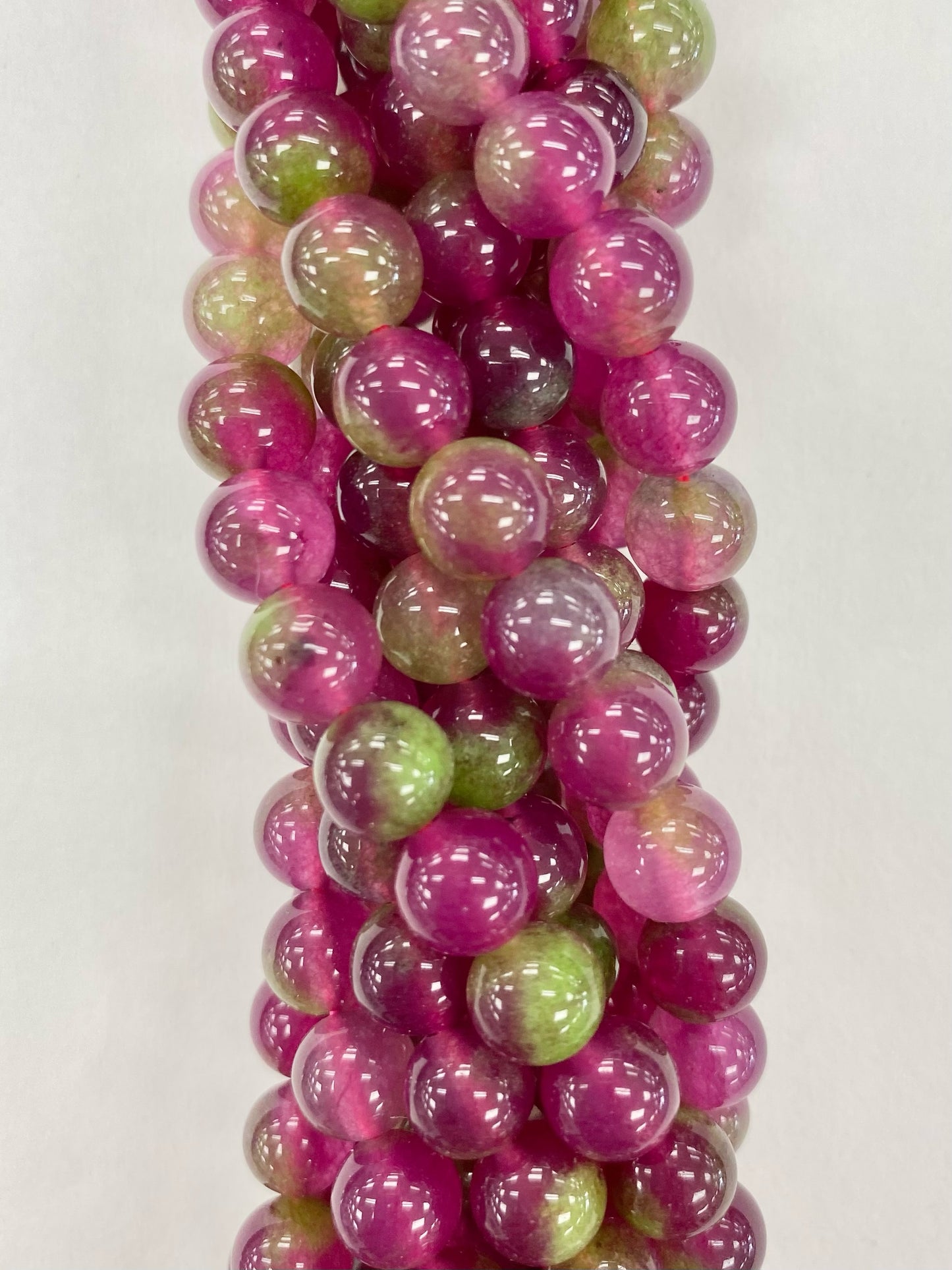 Dyed Pink-Green Jade 8mm