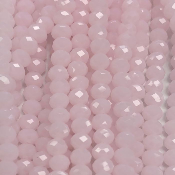 Opal Pink Facetted Rondell Glass Beads 4mm