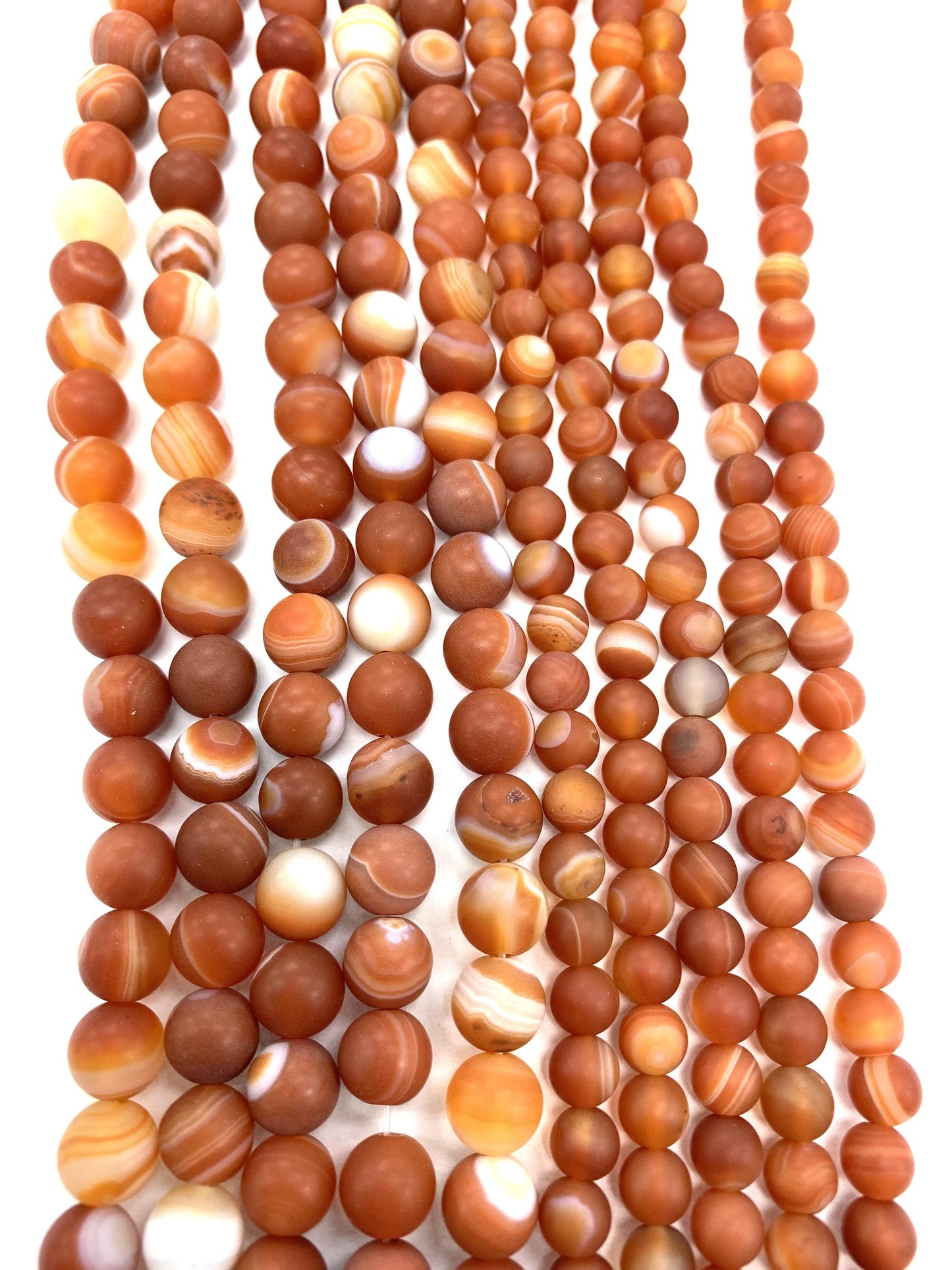 Natural Matte Banded Carnelian Beads 6mm