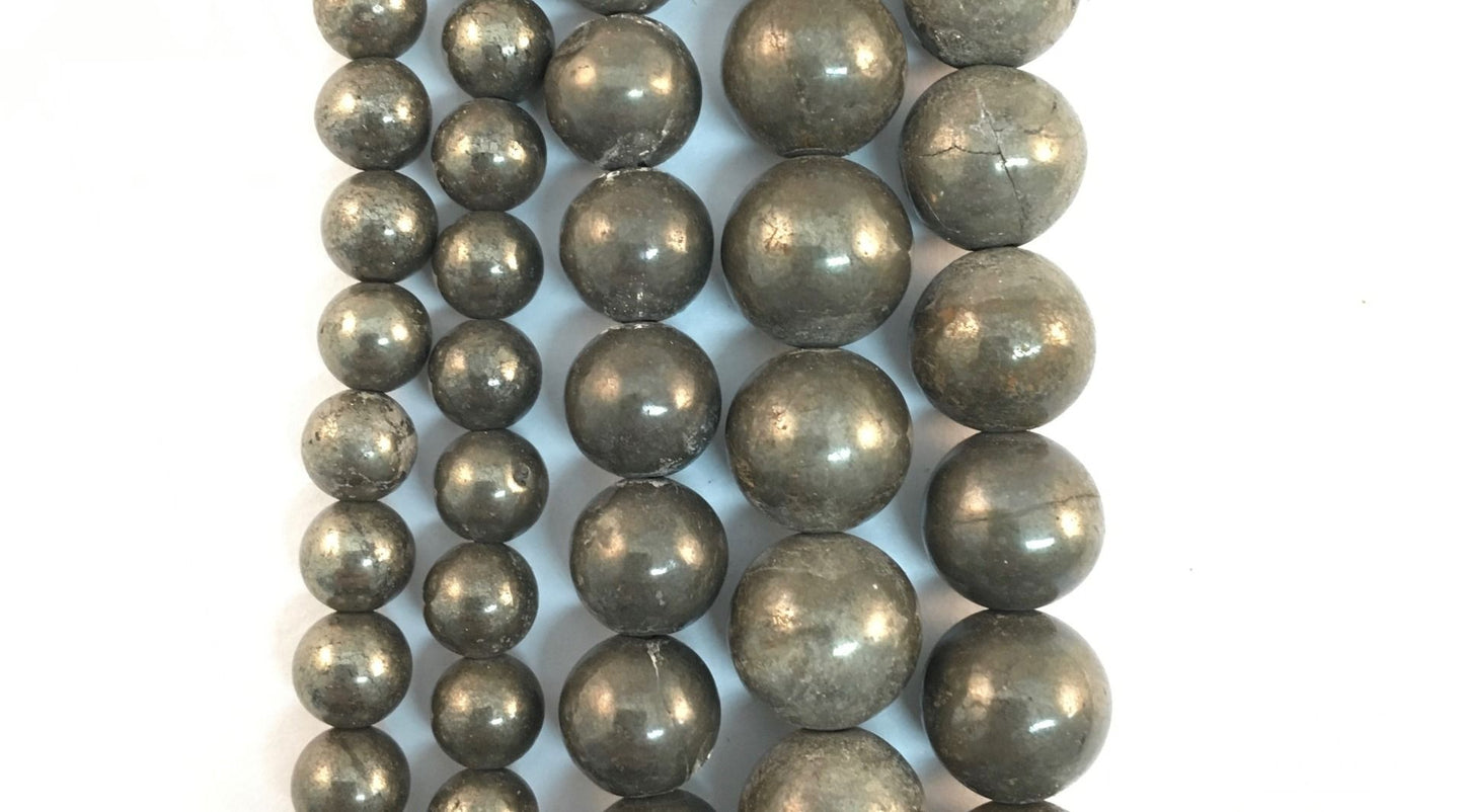 Natural Pyrite Beads 10mm
