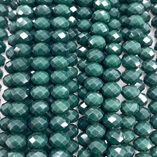 Green Facetted Rondell Glass Beads 6mm