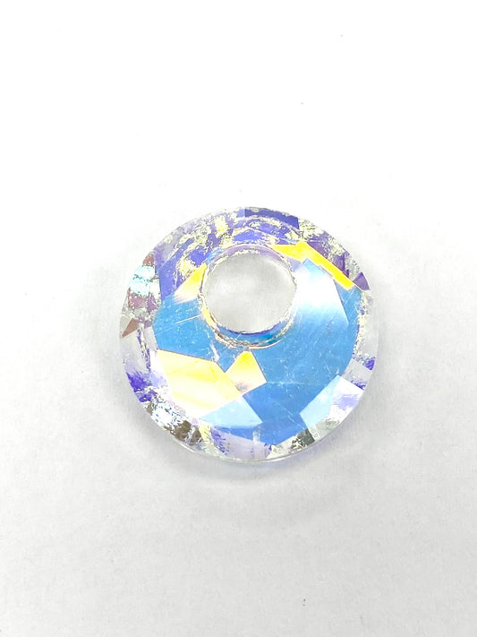 18mm Glass Off Centered Circle CrystalAB 2pack