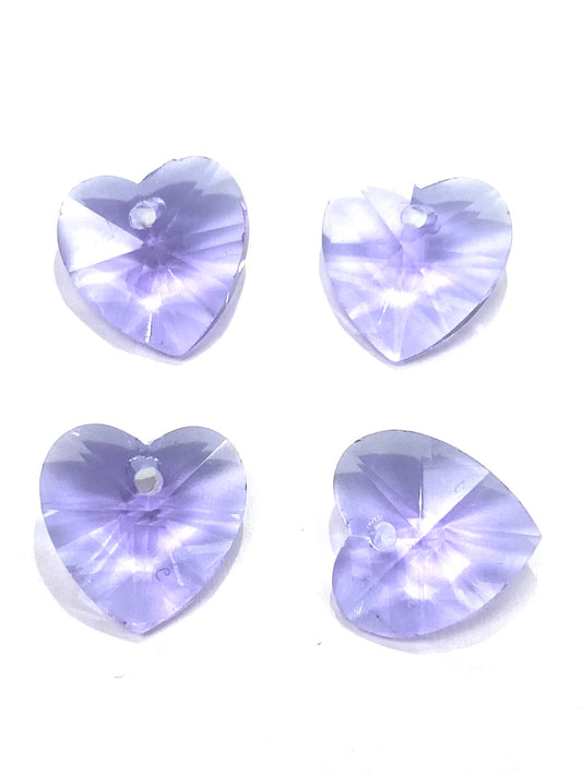 10mm Mini Glass Crystal Heart 4pack Violet