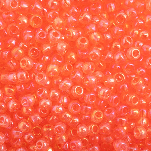 Czech Seed Beads  10-0 TR.SALMON PINK RAINBOW AB