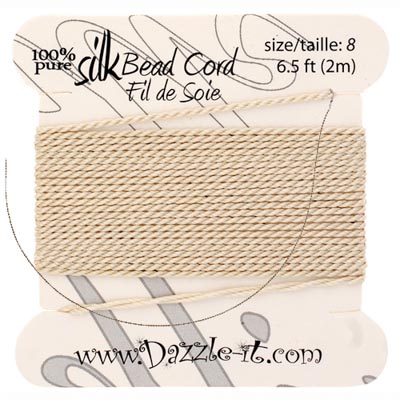 Silk Bead Cord w-Needle (0.80mm) Beige