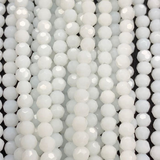 White Large Facetted Round Glass Beads 8mm