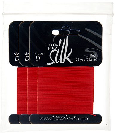 Silk Bead Thread D Red 28yds