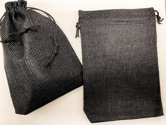 Burlap Gift Bags Black 12cmx15cm, 2pc
