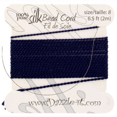 Silk Bead Cord w-Needle (0.80mm) Navy