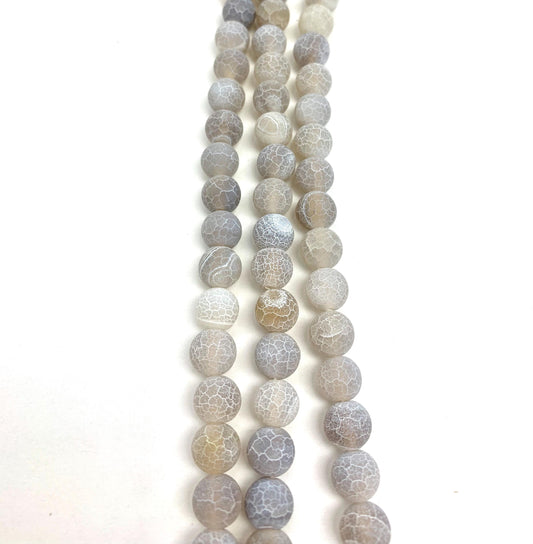 Natural White Efflorescence Agate 8mm