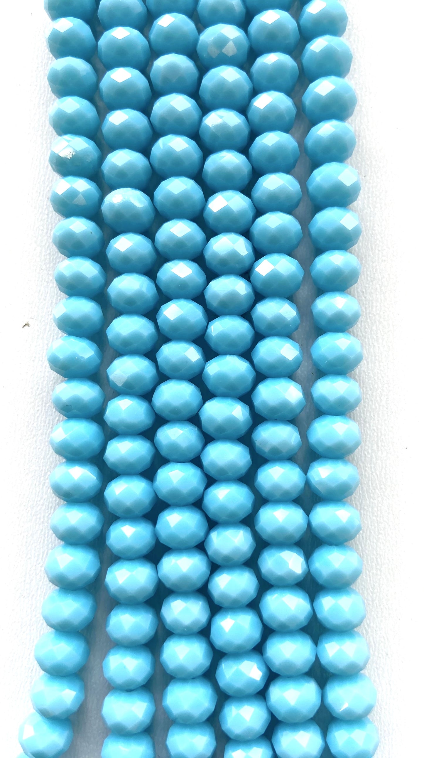 Rondell Glass Beads Light Blue 8mm