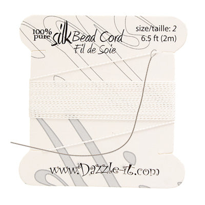 Silk Bead Cord w-Needle (0.45mm) White