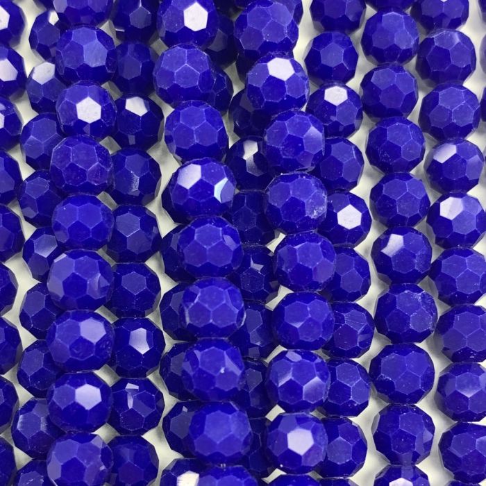 Dark Blue Large Facetted RoundGlass Beads 6mm