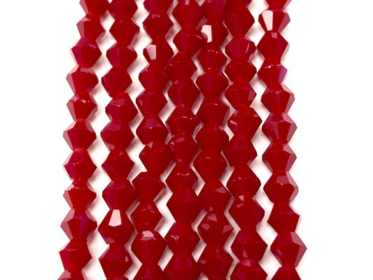 Opaque Red 4mm Glass Bicone