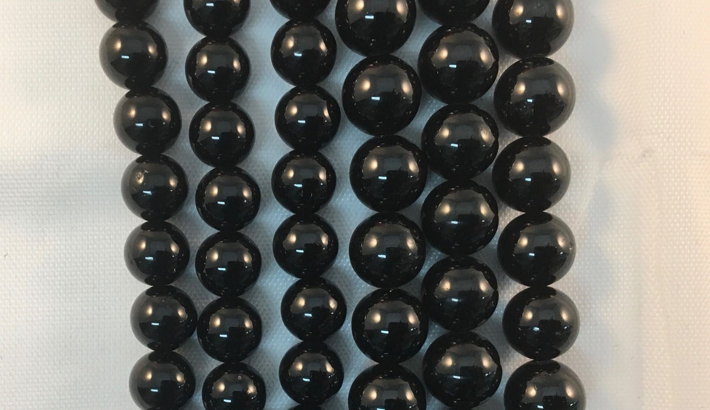 Natural Black Tourmaline Beads 8mm
