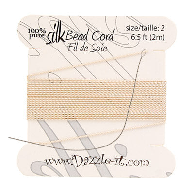 Silk Bead Cord w-Needle (0.45mm) Beige