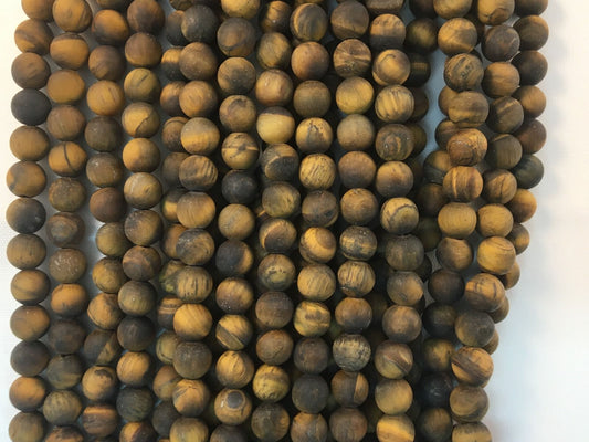 Natural Matte Tigers Eye Beads 10mm