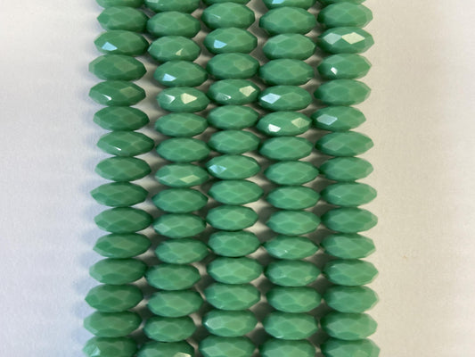 Rondell Glass Beads Medium Green 8mm